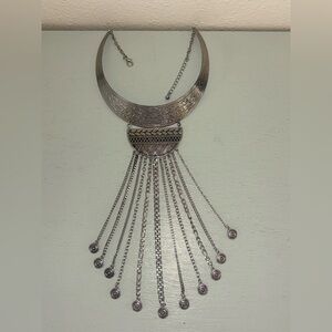 BOHO SILVER TONED STATEMENT NECKLACE